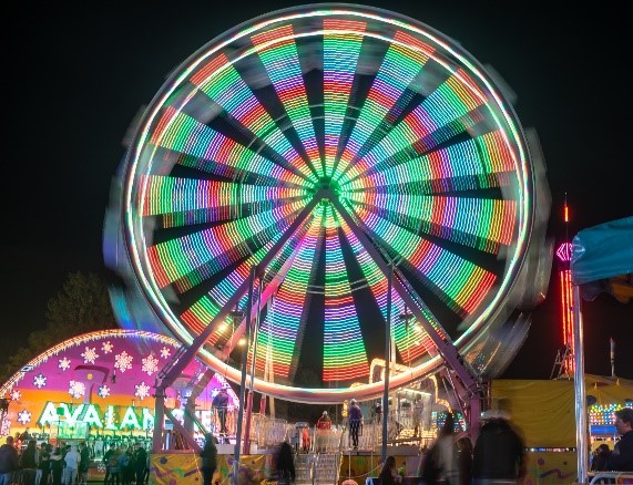 Erin Fall Fair Ferris wheel lit up at night